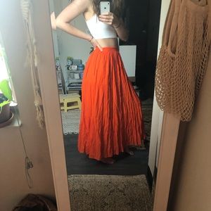 orange boho maxi skirt